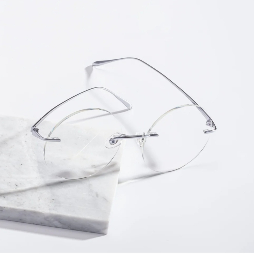Silver Retro-Vintage Round Rimless Eyeglasses NEW